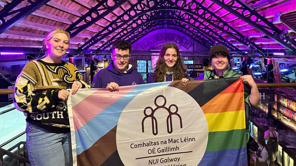 PICTURED (Left to Right): Faye Ní Dhomhnaill, Dean Kenny, Raimey O’Boyle, and Izzy Tiernan (University of Galway Students’ Union)